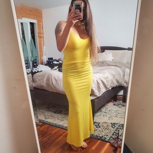 Yellow spaghetti strap maxi size medium